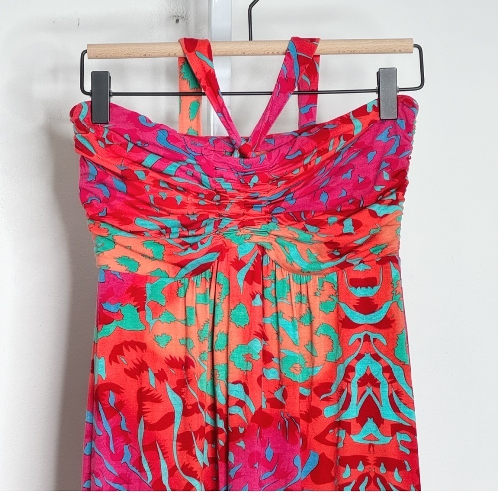 Hale Bob Cabana Maxi Dress Halter Style Resort Beach Tie Neck Vibrant Print XS - Picture 3 of 15